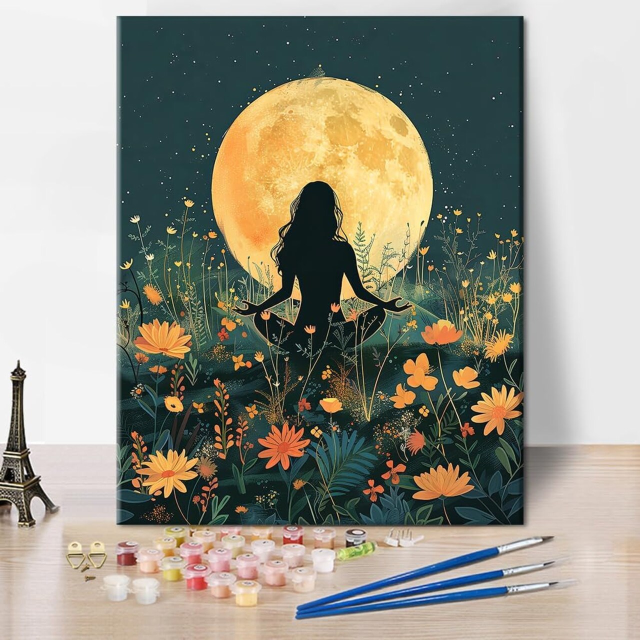 Yoga Paint by Numbers Kit – Abstract DIY Canvas Painting for Adults, Easy Paint by Numbers Art Craft with Brushes, 16x20 Inch (Unframed)